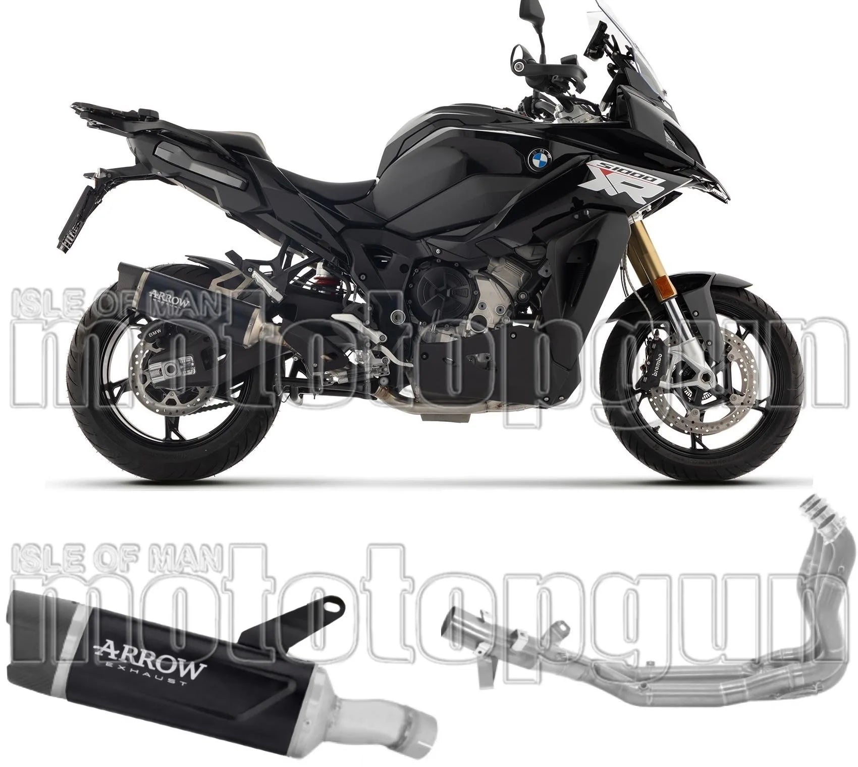 Système D'Échappement Complet Sans Catalyseur Et Homologué Au Niveau Sonore Indy-Race Evo Aluminium Noir Embout Carby - Arrow Special Parts Compatible Avec Bmw S 1000 Xr (2024-2026)