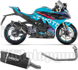 Système D'Échappement Complet Sans Catalyseur Et Homologué Au Niveau Sonore Indy-Race Evo Aluminium Noir Embout Carby - Arrow Special Parts Compatible Avec Cfmoto 450 Sr (2025-2026)