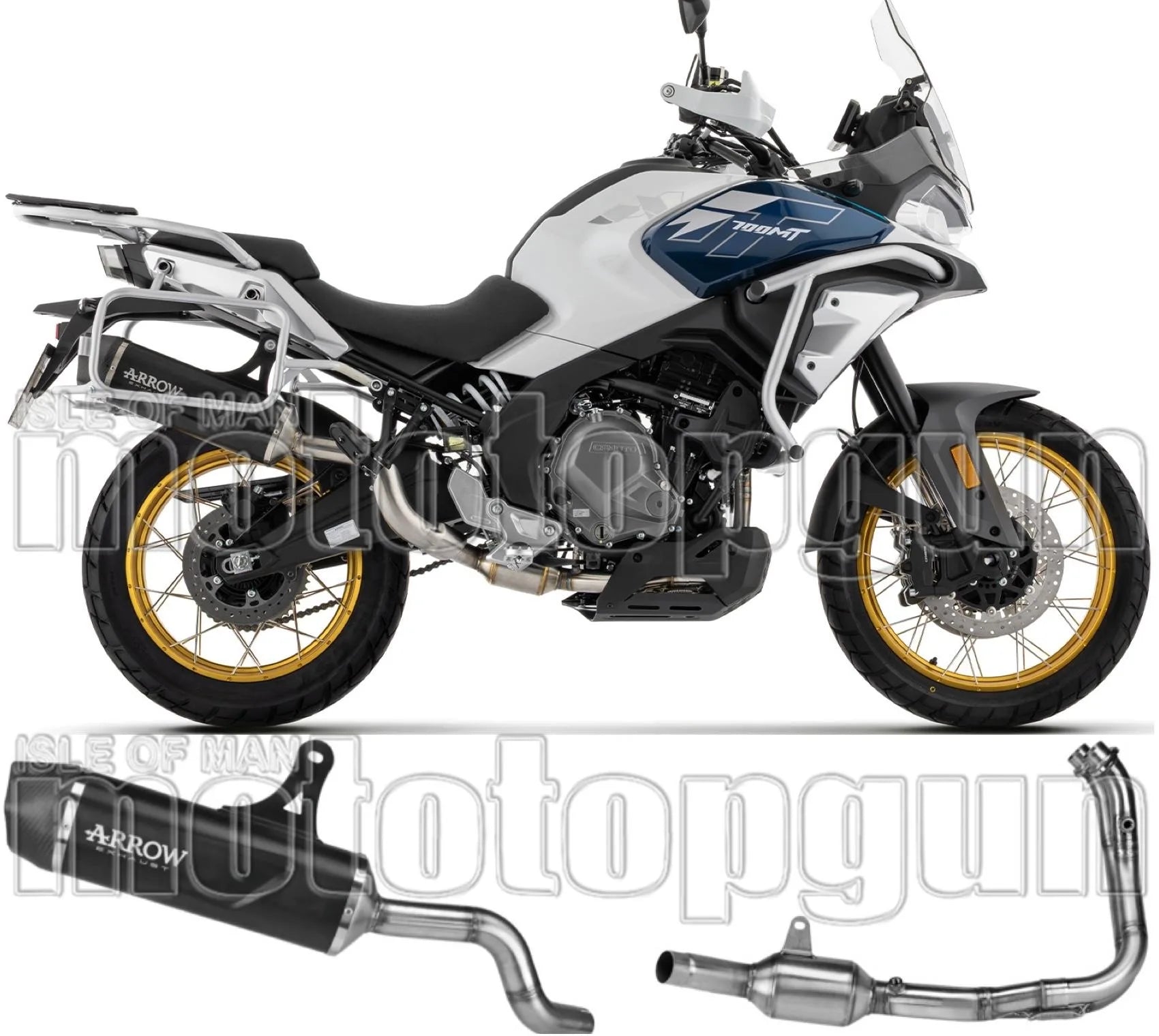 Système D'Échappement Complet Sans Catalyseur Et Homologué Au Niveau Sonore Indy-Race Evo Aluminium Noir Embout Carby - Arrow Special Parts Compatible Avec Cfmoto 700 Mt Adventure (2025-2026)