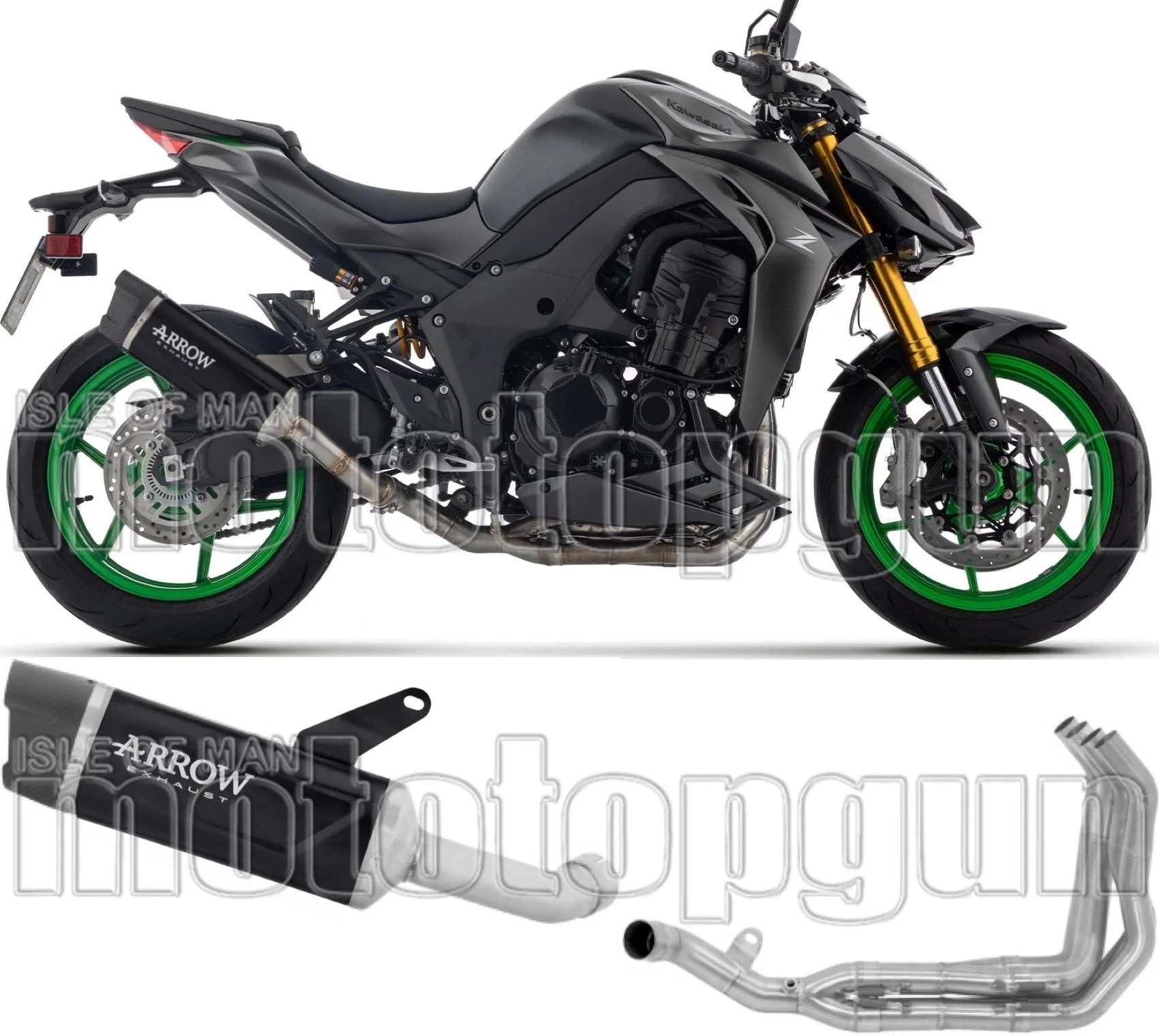 Système D'Échappement Complet Sans Catalyseur Et Homologué Au Niveau Sonore Indy-Race Evo Aluminium Noir Embout Carby - Arrow Special Parts Compatible Avec Kawasaki Z 1100 Se (2025-2026)
