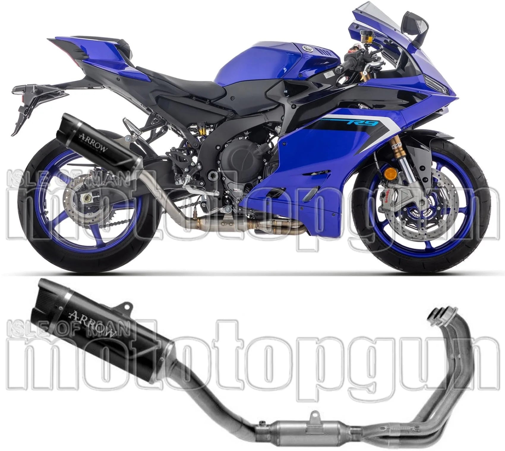 Système D'Échappement Complet Sans Catalyseur Et Homologué Au Niveau Sonore Indy-Race Evo Aluminium Noir Embout Carby - Arrow Special Parts Compatible Avec Yamaha Yzf R9 (2025)