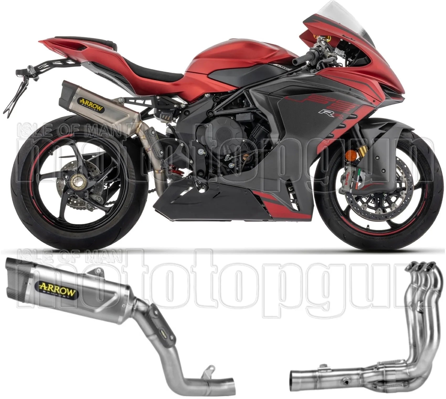Système D'Échappement Complet Sans Catalyseur Et Homologué Au Niveau Sonore Indy-Race Evo Corps En Titane Et Embout En Carbone - Arrow Special Parts Compatible Avec Mv Agusta F3 800 (2022-2026)