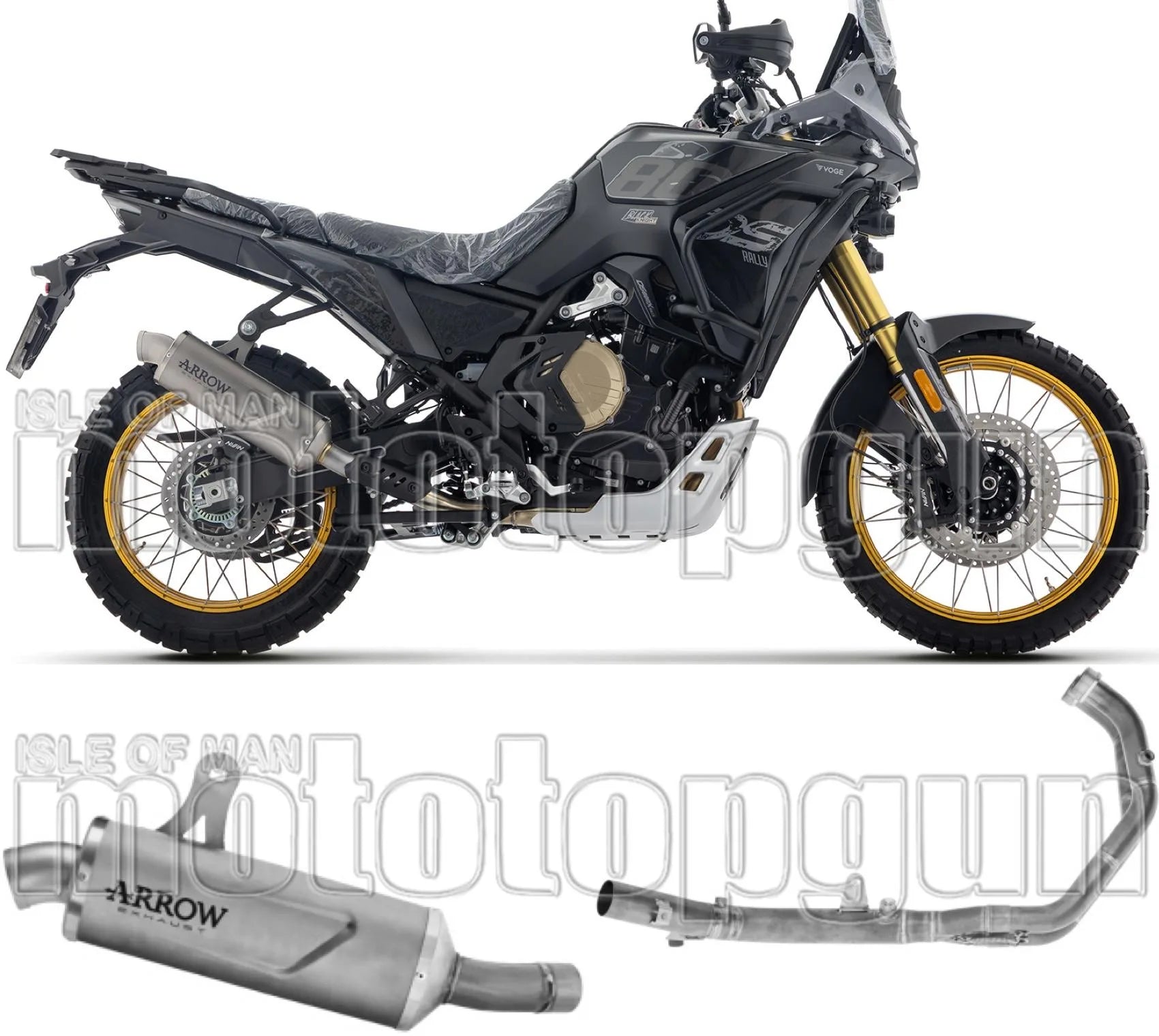 Système D'Échappement Complet Sans Catalyseur Et Homologué Au Niveau Sonore Indy-Race Evo Aluminium Noir Embout Carby - Arrow Special Parts Compatible Avec Voge Valico 800 Dsx Rally (2025-2026)