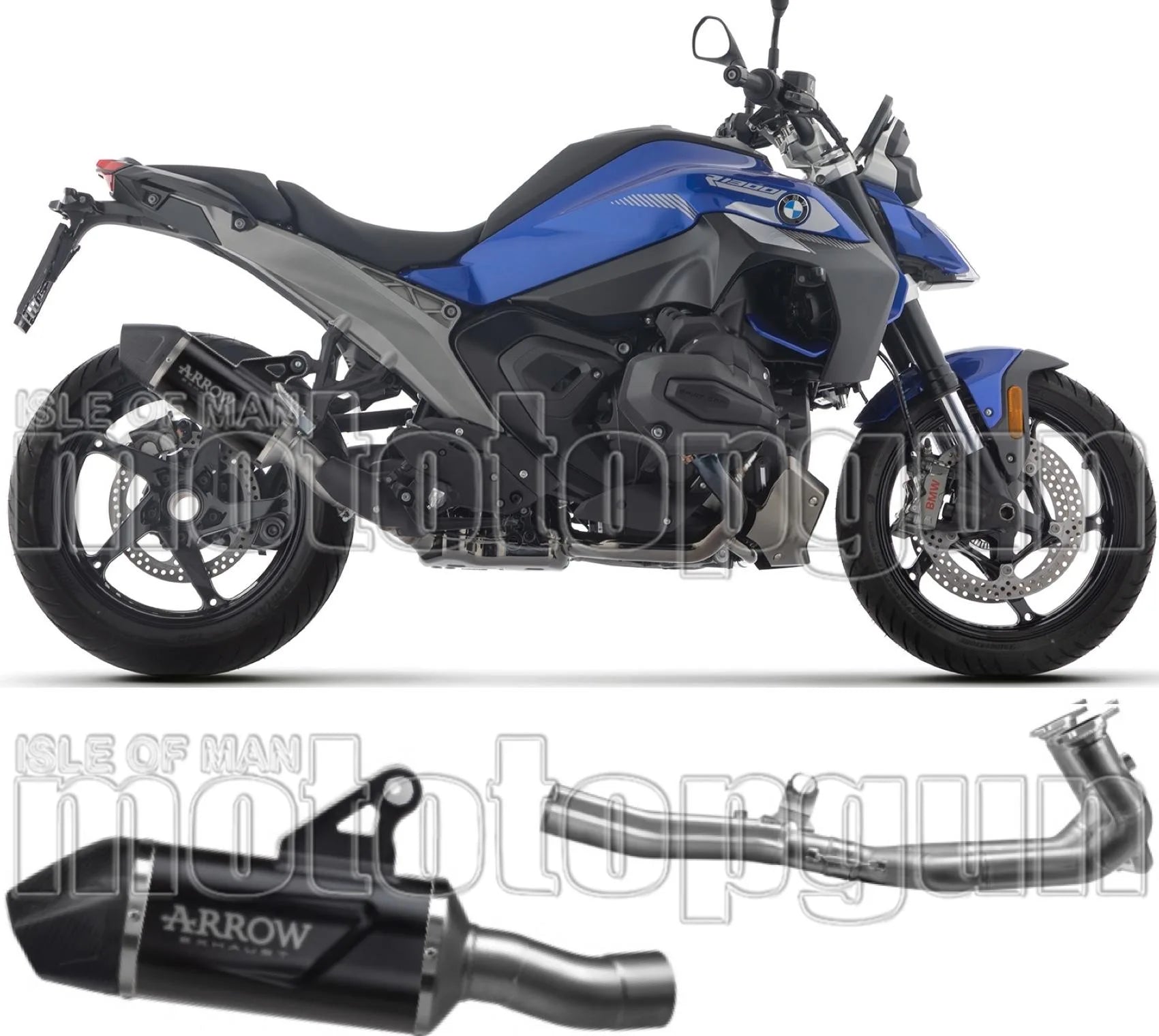 Système D'Échappement Complet Sans Catalyseur Et Homologué Au Niveau Sonore Indy-Race Evo Aluminium Noir Embout Carby - Arrow Special Parts Compatible Avec Bmw R 1300 (2025-2026)