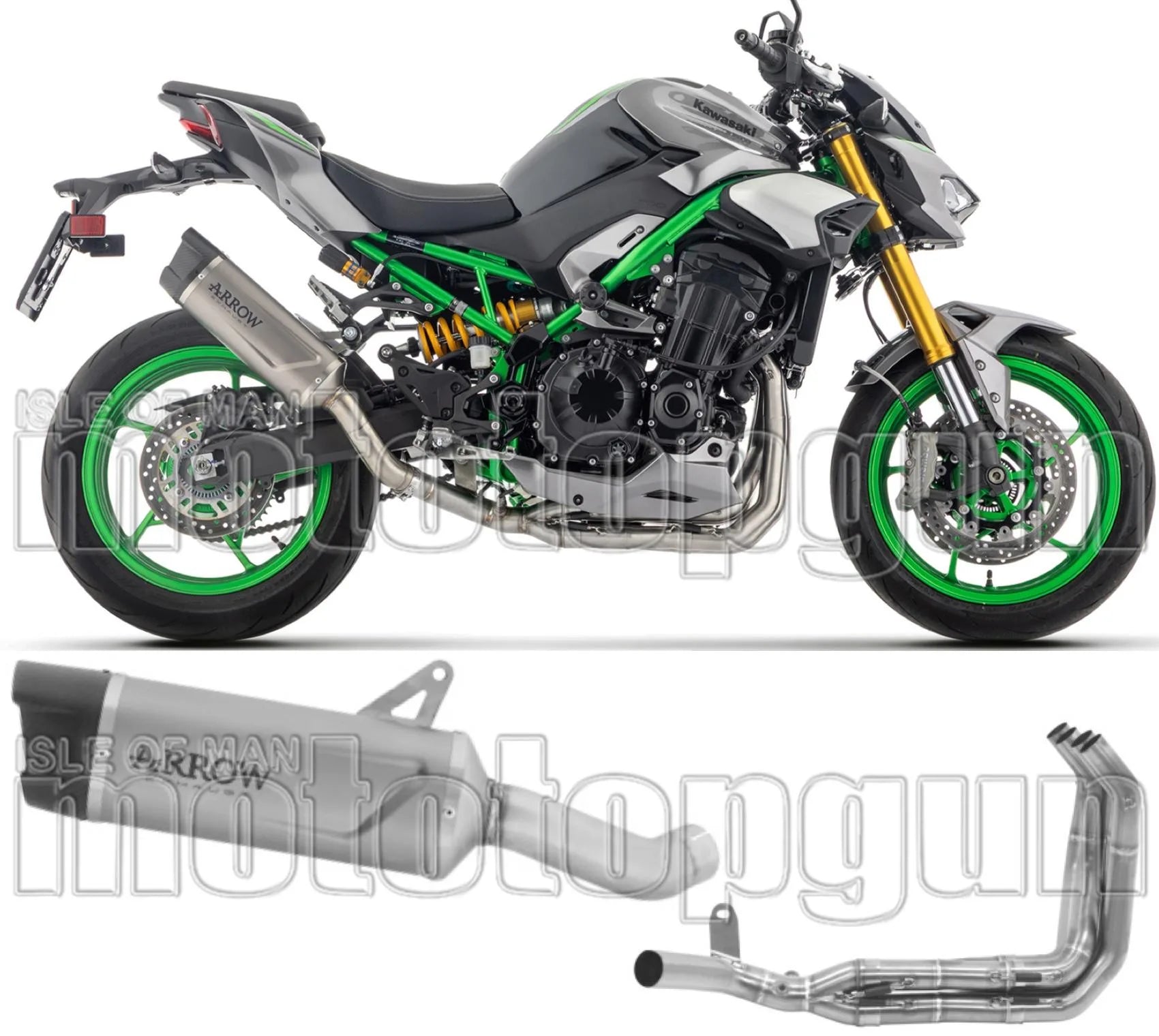 Système D'Échappement Complet Sans Catalyseur Et Homologué Au Niveau Sonore Indy-Race Evo Full Titanium Embout Carby - Arrow Special Parts Compatible Avec Kawasaki Z900 (2025-2026)