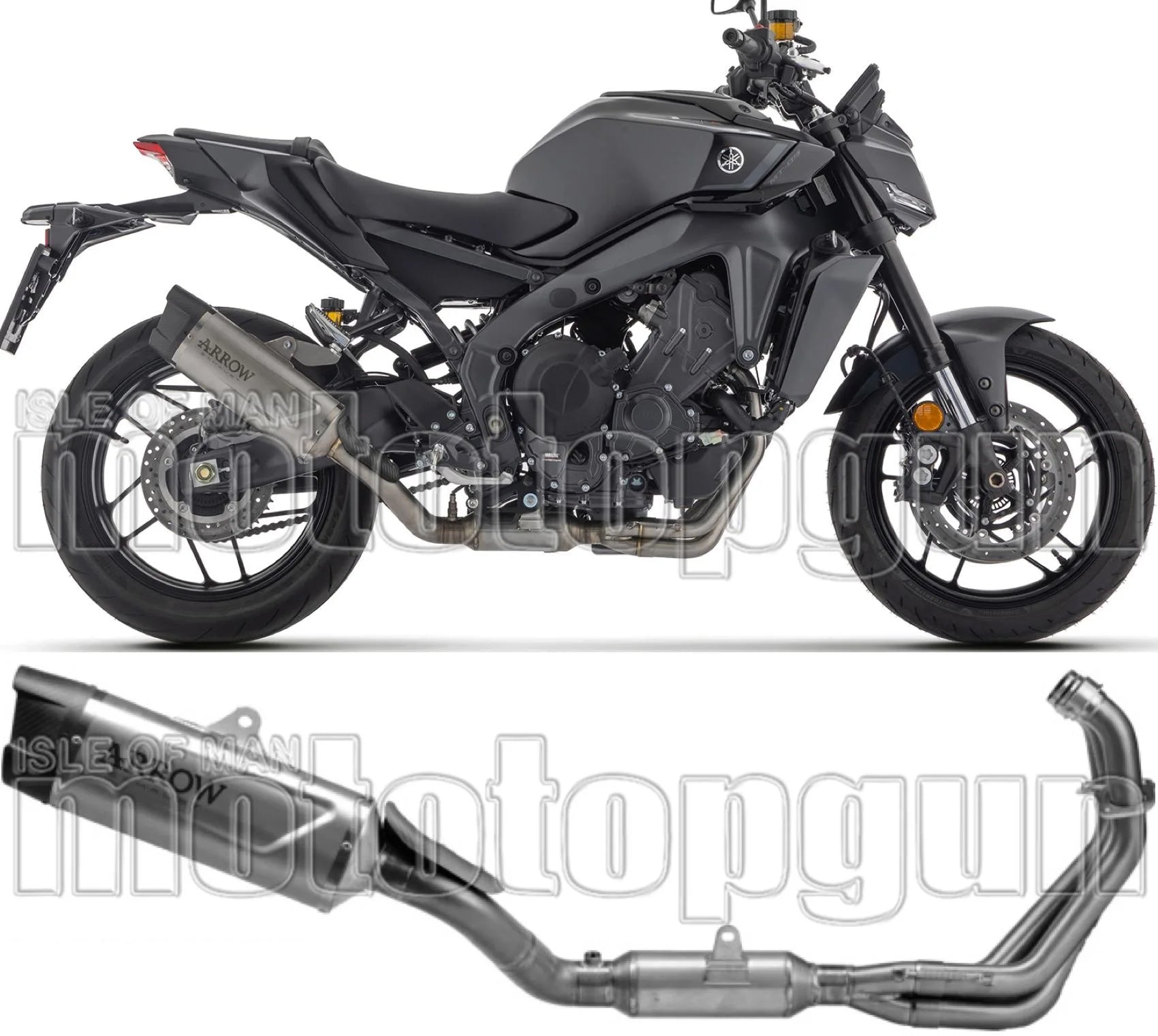 Système D'Échappement Complet Avec Catalyseur Et Homologation Acoustique Indy-Race Evo Titanium Embout Carby - Arrow Special Parts Compatible Avec Yamaha Mt-09 Sp 35Kw (2024-2026)