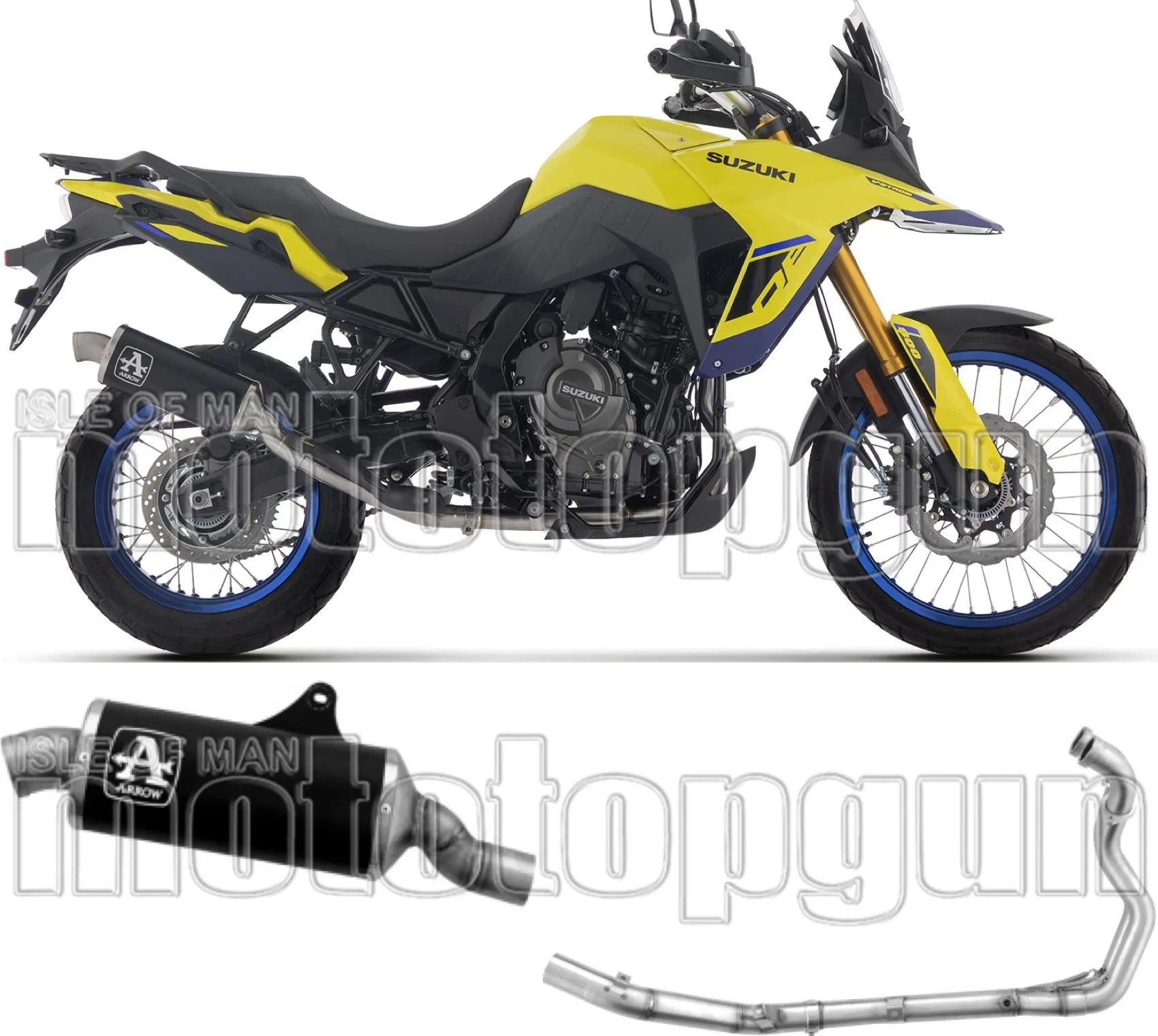 Système D'Échappement Complet Sans Catalyseur Et Homologué Au Niveau Sonore Indy-Race Aluminium Noir Embout Acier - Arrow Special Parts Compatible Avec Suzuki V-Strom 800 De (2025-2026)
