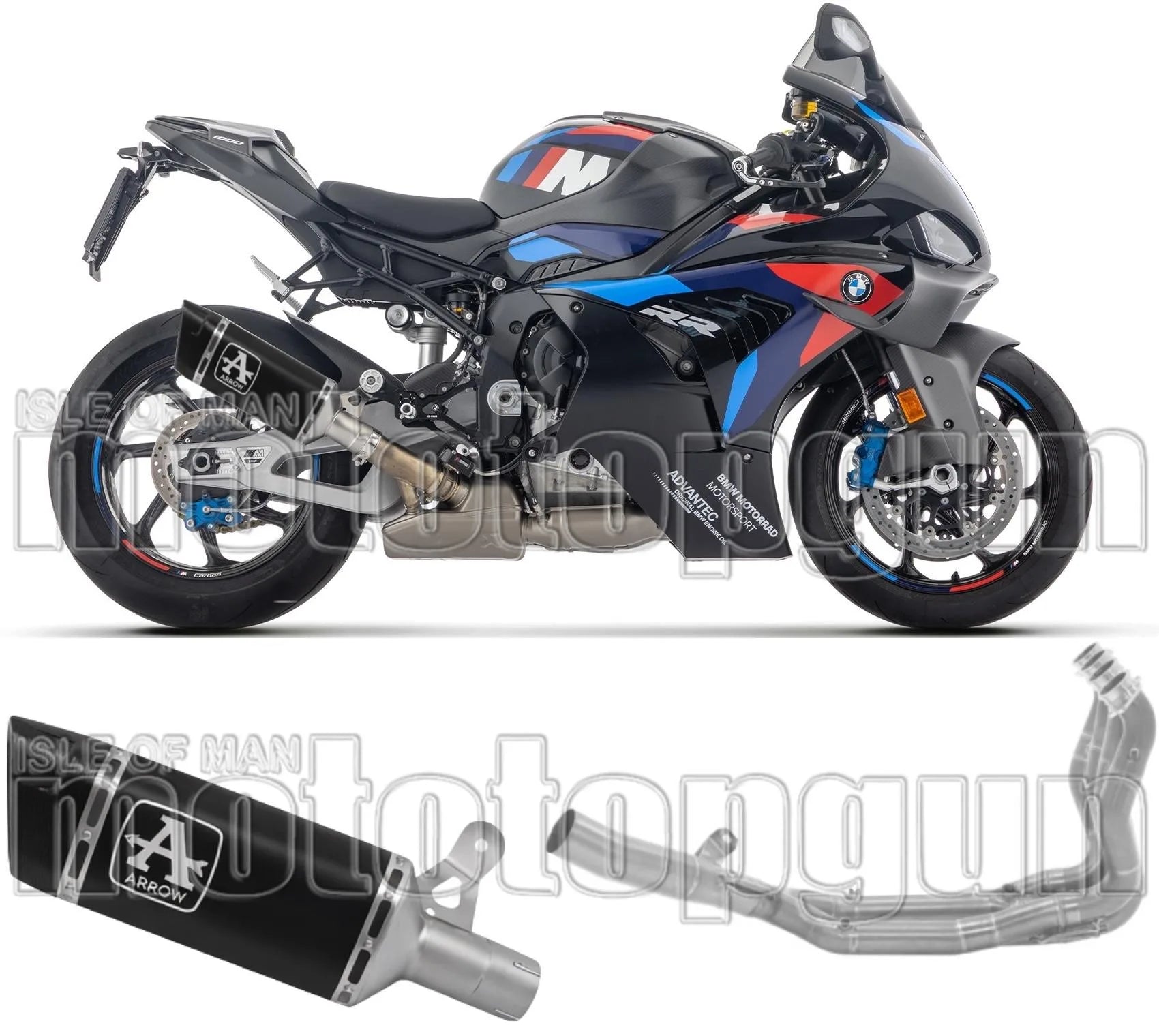 Système D'Échappement Complet Sans Catalyseur Et Homologué Au Niveau Sonore Pista Titanium Noir Embout Carby - Arrow Special Parts Compatible Avec Bmw M 1000 Rr (2025-2026)