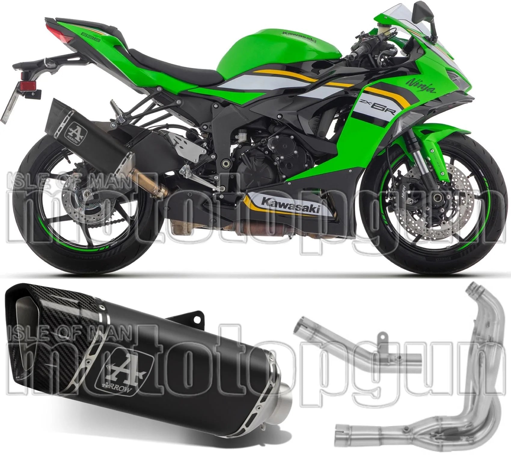 Système D'Échappement Complet Sans Catalyseur Et Homologué Au Niveau Sonore Pista Titanium Carbon - Arrow Special Parts Compatible Avec Kawasaki Zx 6R 636 (2024-2026)