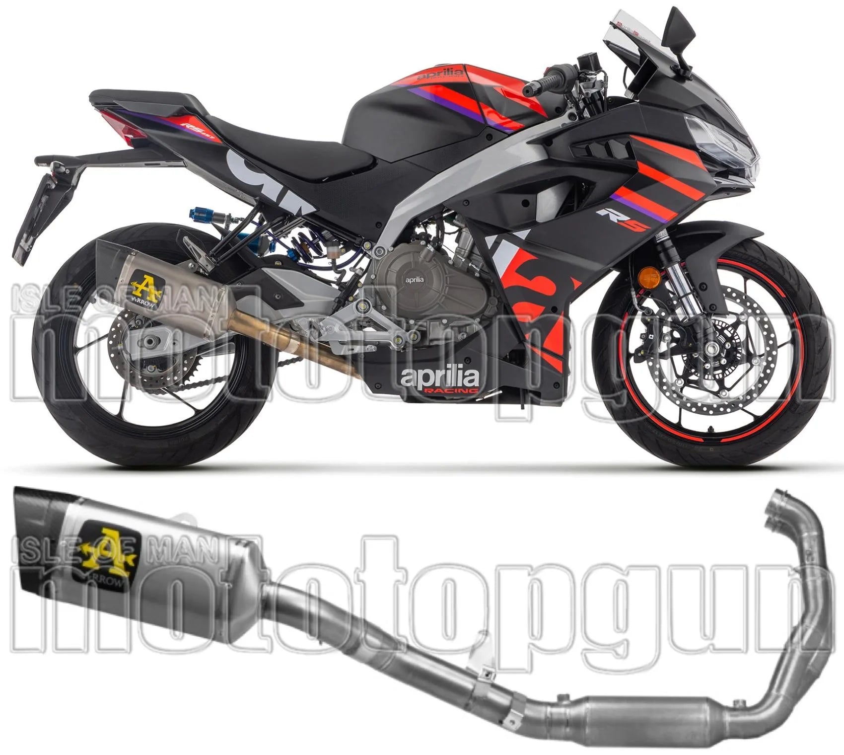 Système D'Échappement Complet Avec Catalyseur Et Homologation Acoustique Pista Titanium Carbon - Arrow Special Parts Compatible Avec Aprilia Rs 457 (2024-2025)