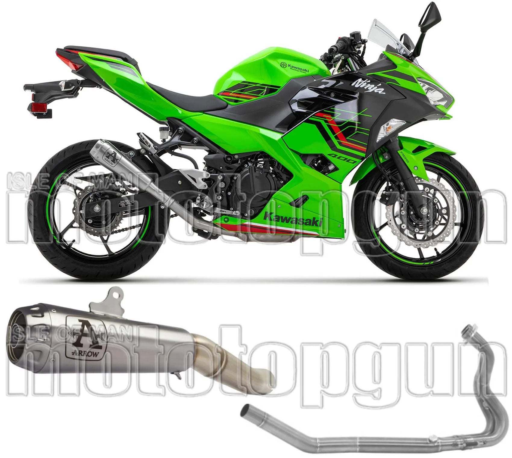 Système D'Échappement Complet Sans Catalyseur Et Homologué Au Niveau Sonore Pro-Race Nichrom Acier - Arrow Special Parts Compatible Avec Kawasaki Z 400 (2023)
