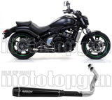 Système D'Échappement Complet Sans Catalyseur Et Homologué Au Niveau Sonore Rebel Aluminium Noir Carbon - Arrow Special Parts Compatible Avec Kawasaki Vulcan 650 S (2021-2024)