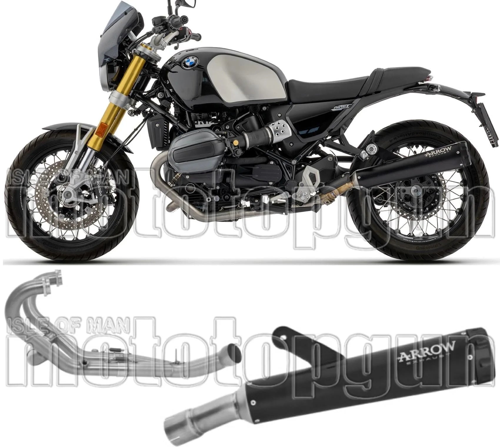 Système D'Échappement Complet Sans Catalyseur Et Homologué Au Niveau Sonore Rebel Aluminium Noir - Arrow Special Parts Compatible Avec Bmw R12 Nine T (2024-2026)