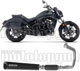 Système D'Échappement Complet Avec Catalyseur Et Homologation Acoustique Rebel Acier Noir Embout Aluminium Noir - Arrow Special Parts Compatible Avec Kawasaki Vulcan 650 S (2025-2026)