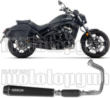 Système D'Échappement Complet Sans Catalyseur Et Homologué Au Niveau Sonore Rebel Acier Noir Embout Carby - Arrow Special Parts Compatible Avec Kawasaki Vulcan 650 S (2025-2026)