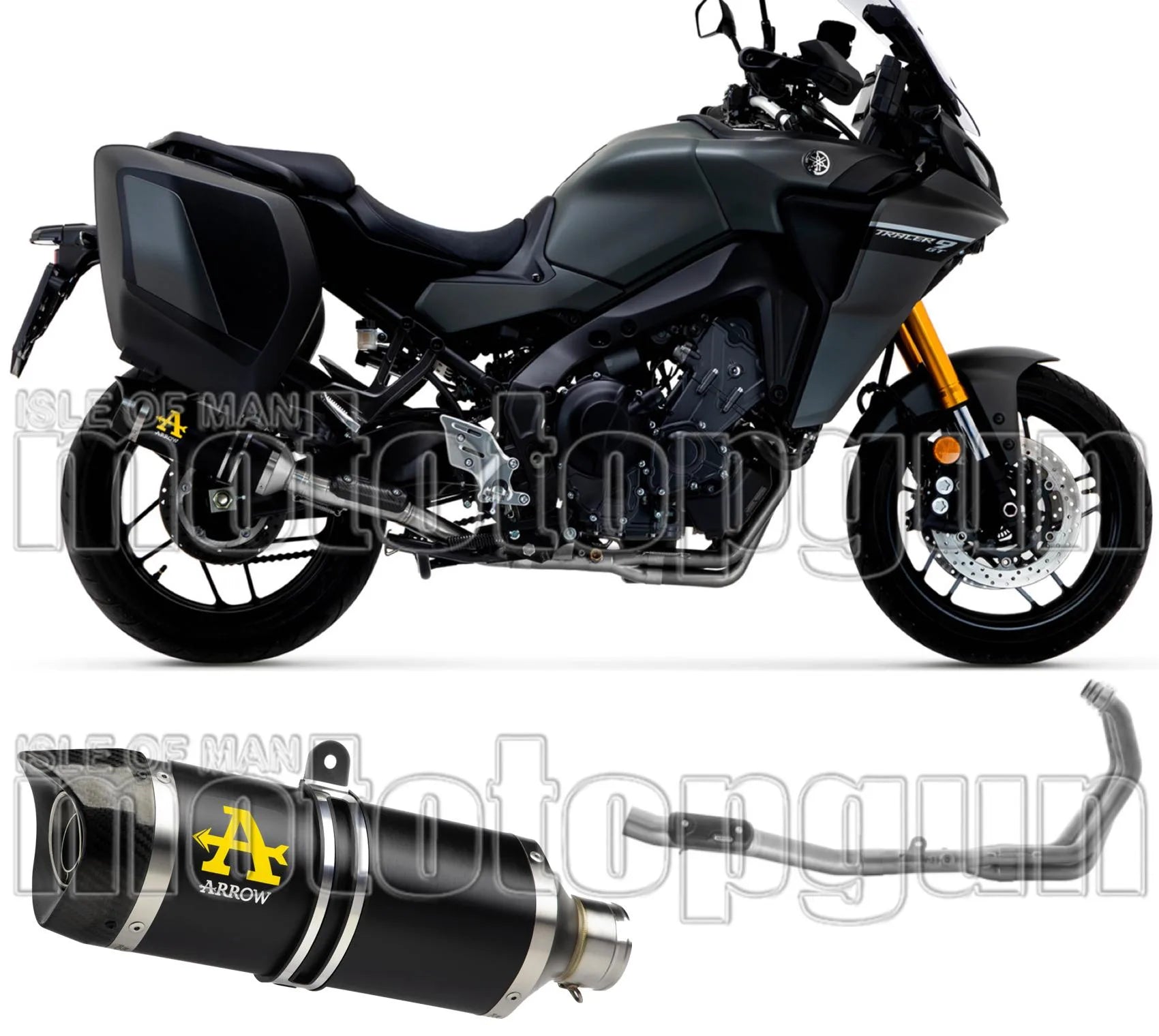 Système D'Échappement Complet Avec Catalyseur Et Homologation Acoustique Thunder Aluminium Noir Carbon - Arrow Special Parts Compatible Avec Yamaha Tracer 9 Gt (2021-2024)