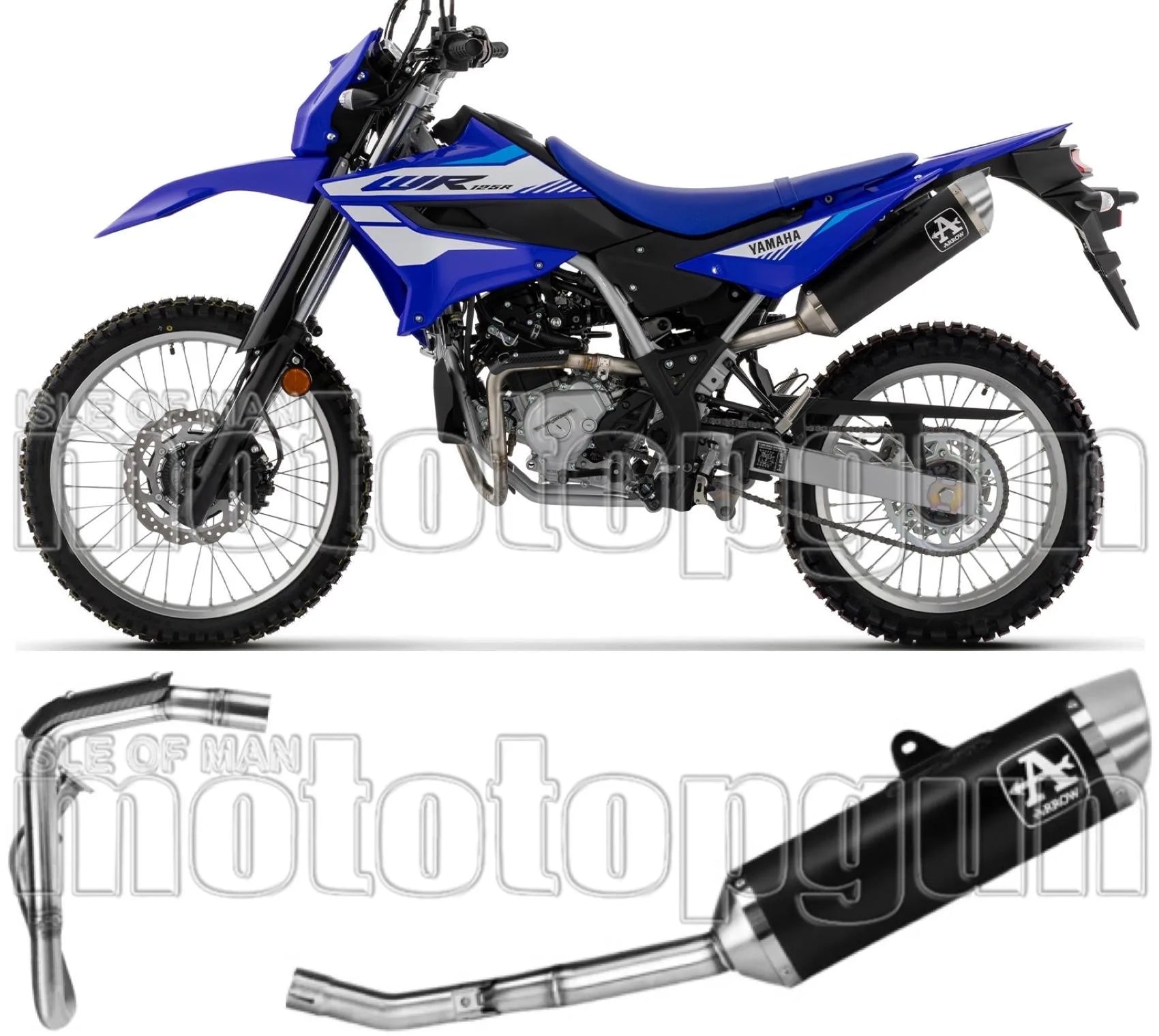 Système D'Échappement Complet Sans Catalyseur Et Homologué Au Niveau Sonore Thunder Aluminium Noir Embout Acier - Arrow Special Parts Compatible Avec Yamaha Wr 125 R (2026)