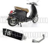 Complete Catalytic Exhaust System With Sound Certification Race-Tech Black Aluminium Carbon - Arrow Special Parts Compatible With Piaggio Vespa Primavera 125 3V (2021-2023)