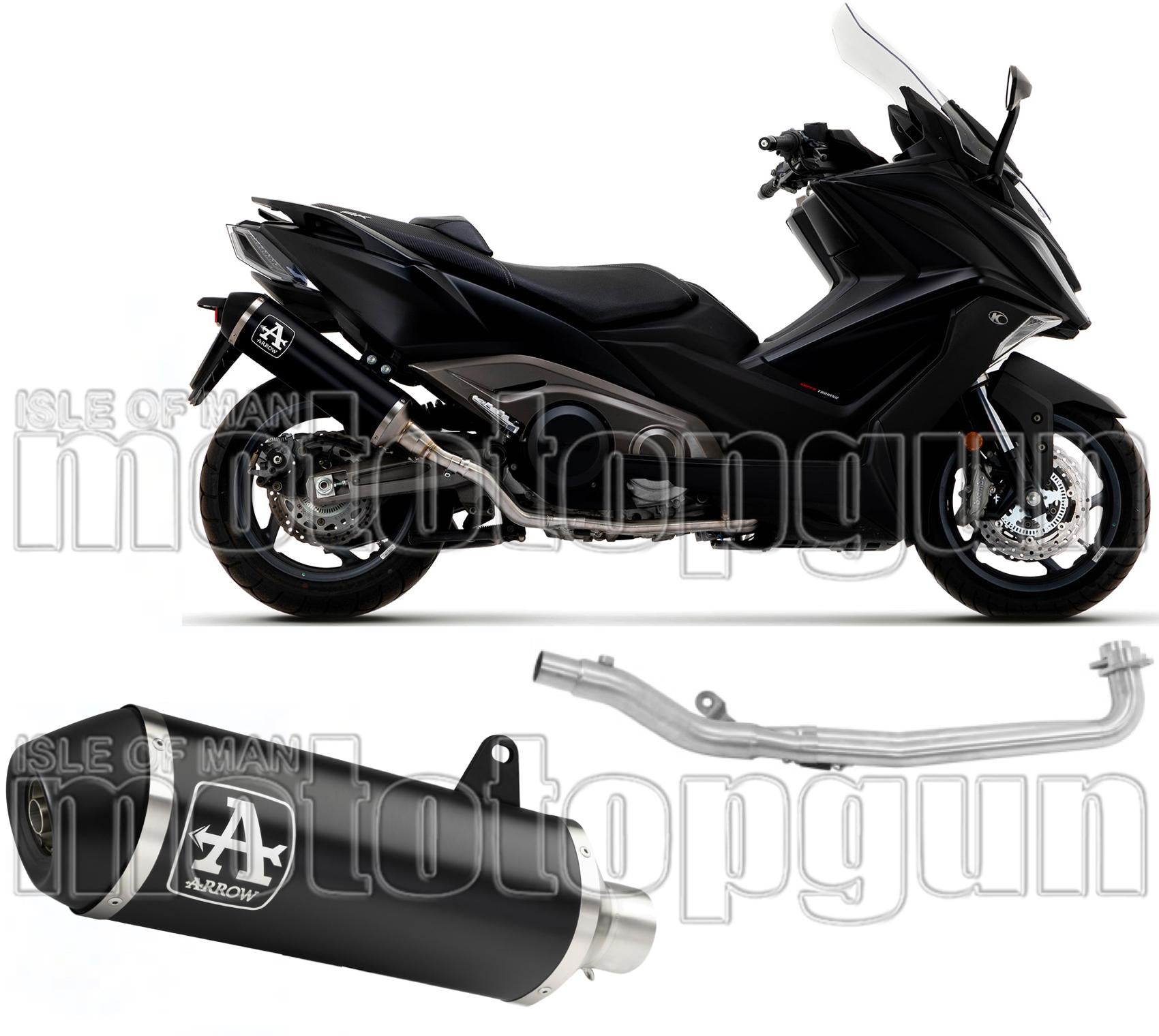 Complete Catalytic Exhaust System With Sound Certification Urban Black Aluminium Stainless Steel - Arrow Special Parts Compatible With Kymco Ak 550 (2021-2026)
