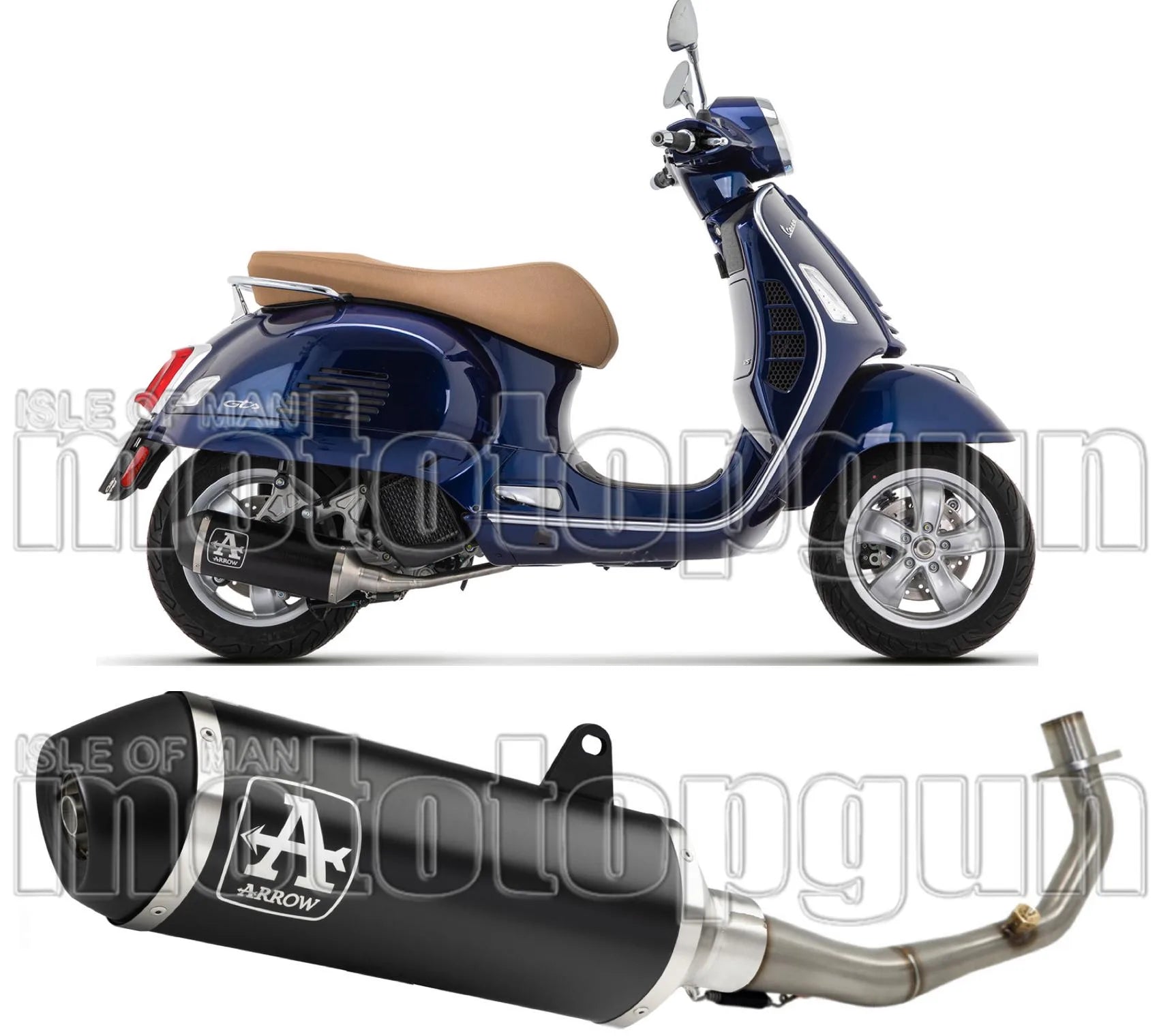 Système D'Échappement Complet Avec Catalyseur Et Homologation Acoustique Urban Aluminium Noir Acier Noir - Arrow Special Parts Compatible Avec Piaggio Vespa Gts 125 Ie (2021-2023)