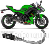 Système D'Échappement Complet Avec Catalyseur Et Homologation Acoustique Veloce Aluminium Noir Embout Carby - Arrow Special Parts Compatible Avec Kawasaki Ninja 650 35Kw (2024-2026)