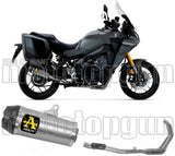 Système D'Échappement Complet Avec Catalyseur Et Homologation Acoustique Works Titanium Carbon - Arrow Special Parts Compatible Avec Yamaha Tracer 9 Gt (2021-2024)
