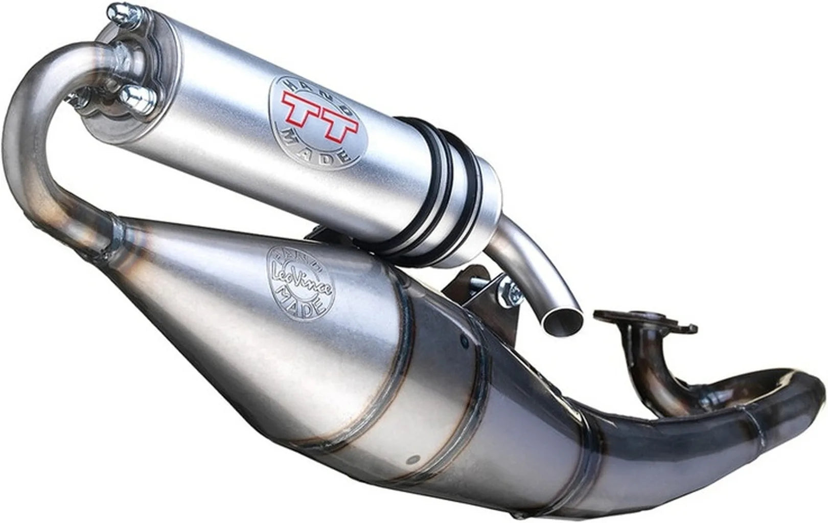 Système D'Échappement Complet Avec Catalyseur Et Homologation Acoustique Hand Made Tt Aluminium - Leovince Compatible Avec Cpi Oliver 50