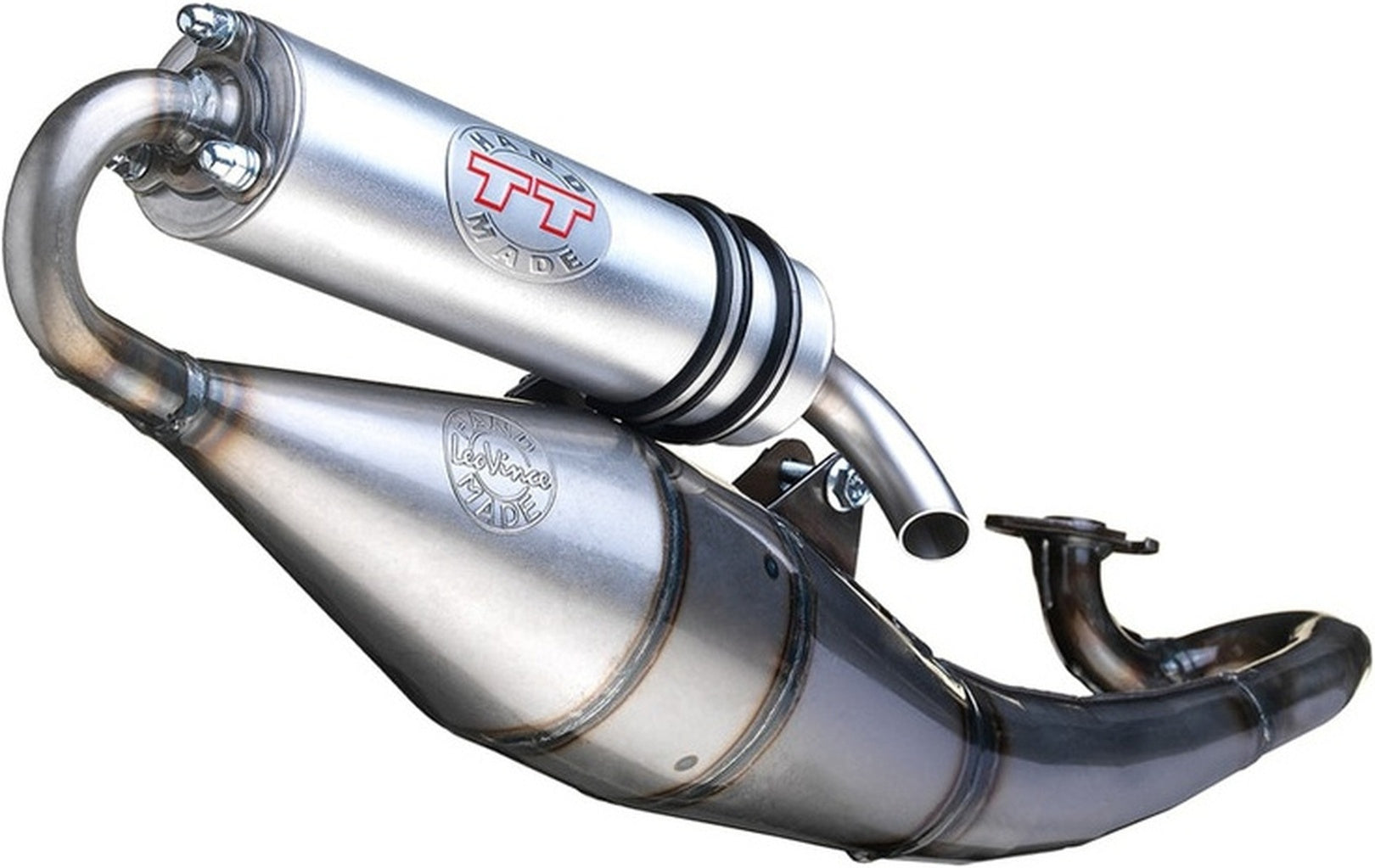 Complete Catalytic Exhaust System With Sound Certification Hand Made Tt Aluminum - Leovince Compatible With Kymco People 50 Eco (2003-2004)