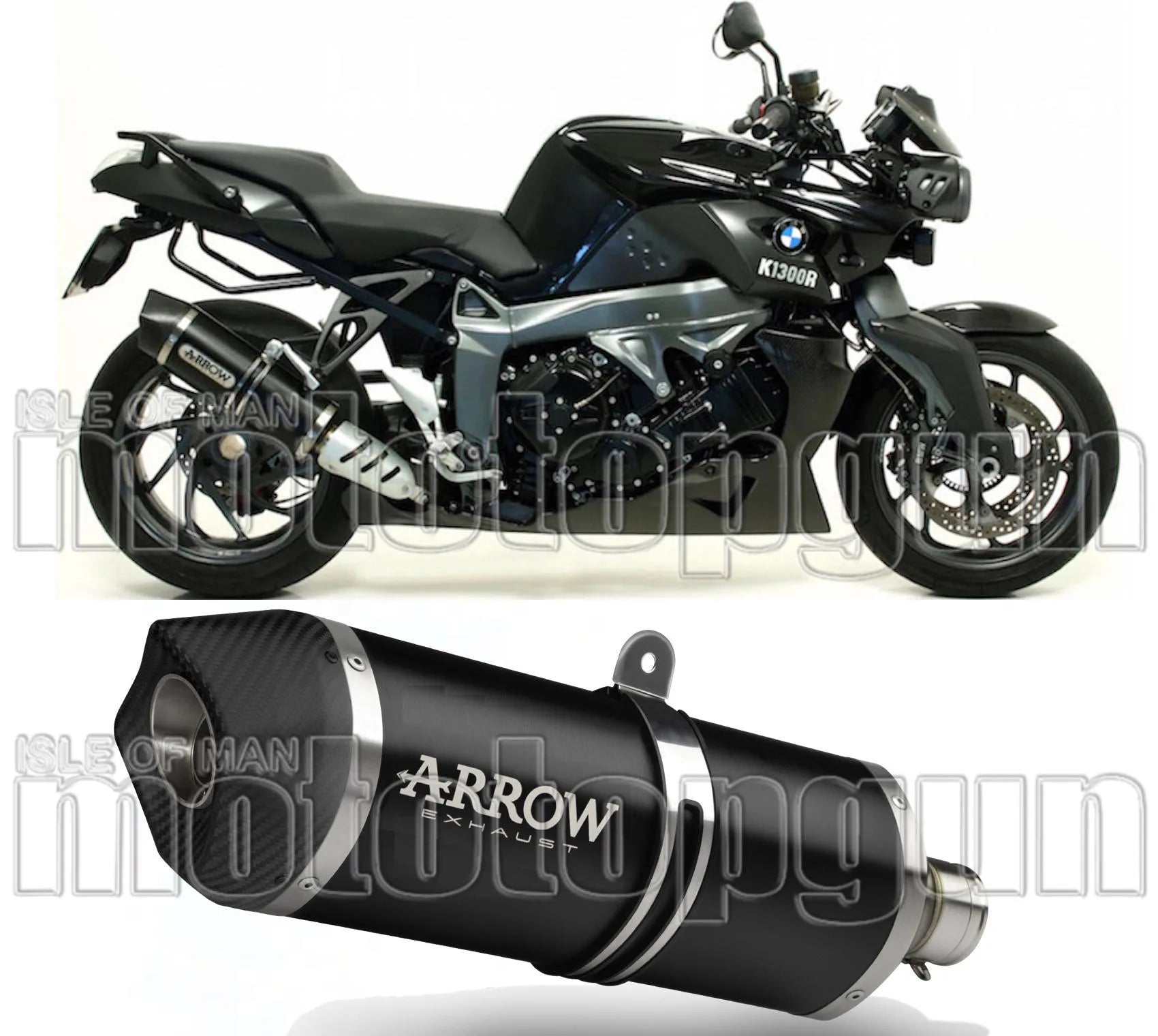Système D'Échappement Catalytique Avec Homologation Acoustique Maxi Race-Tech Aluminium Noir Carbon - Arrow Special Parts Compatible Avec Bmw K 1300 S (2012-2016)