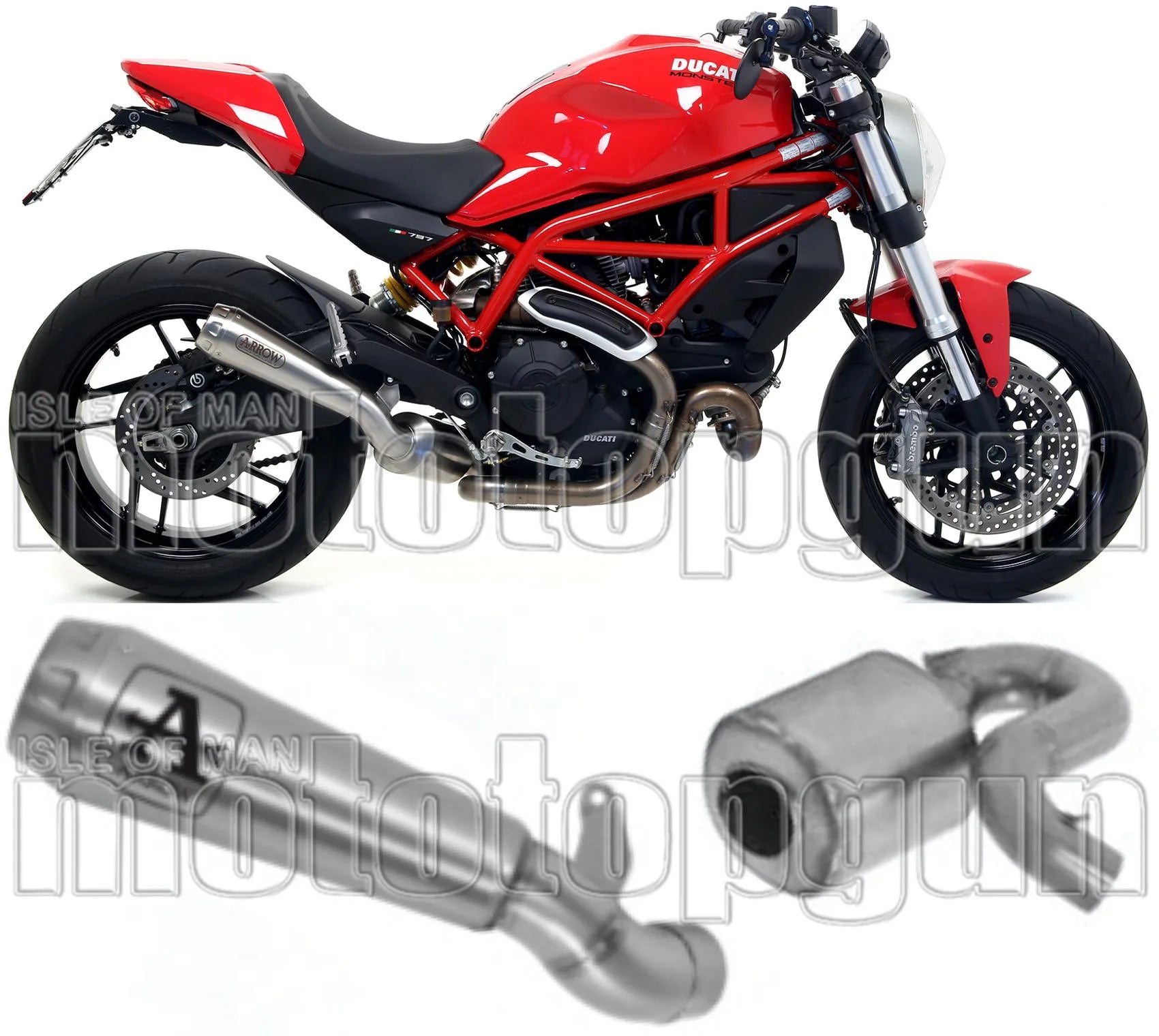 Système D'Échappement Catalytique Avec Homologation Acoustique Pro-Race Nichrom Acier - Arrow Special Parts Compatible Avec Ducati Monster 797 (2017-2018)