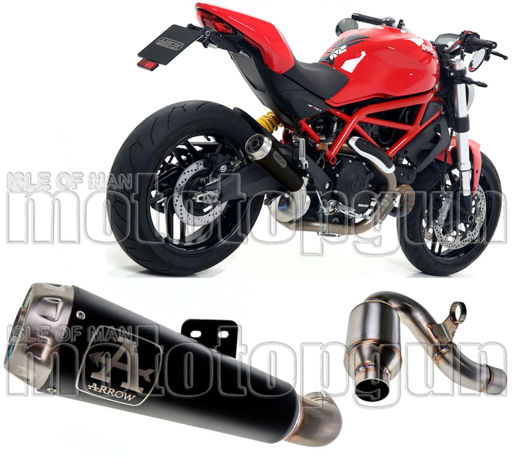 Système D'Échappement Catalytique Avec Homologation Acoustique Pro-Race Nichrom Noir Acier - Arrow Special Parts Compatible Avec Ducati Monster 797 (2017-2018)