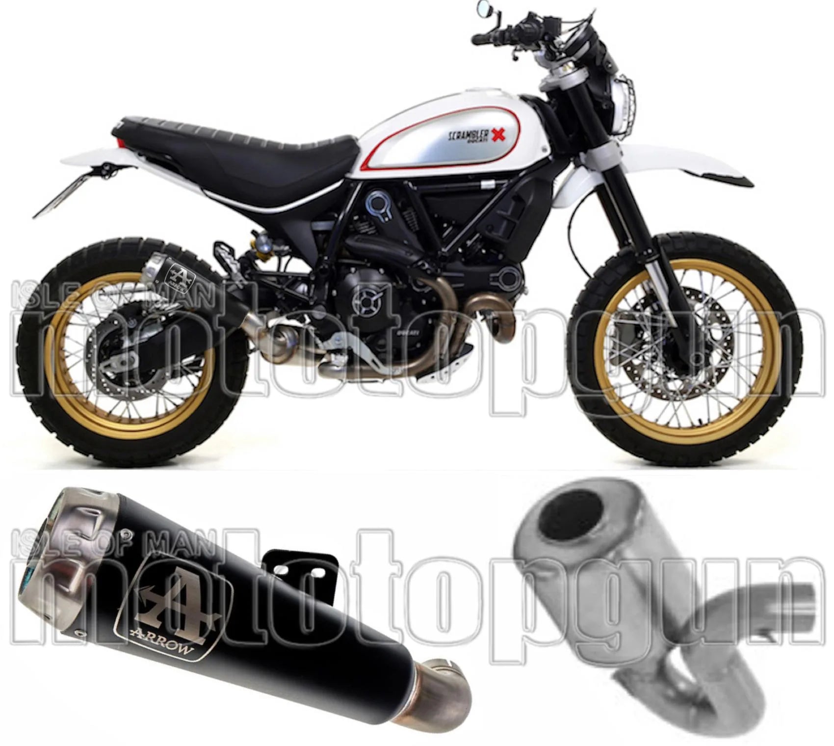 Système D'Échappement Catalytique Avec Homologation Acoustique Pro-Race Nichrom Noir Acier - Arrow Special Parts Compatible Avec Ducati Scrambler 800 Desert Sled (2017-2020)