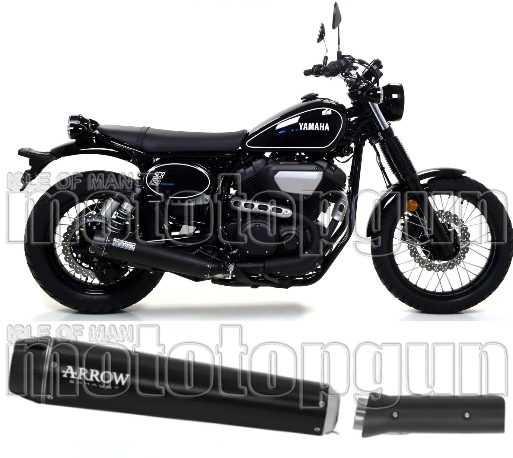 Système D'Échappement Catalytique Avec Homologation Acoustique Rebel Aluminium Noir Carbon - Arrow Special Parts Compatible Avec Yamaha Scr 950 (2017-2020)