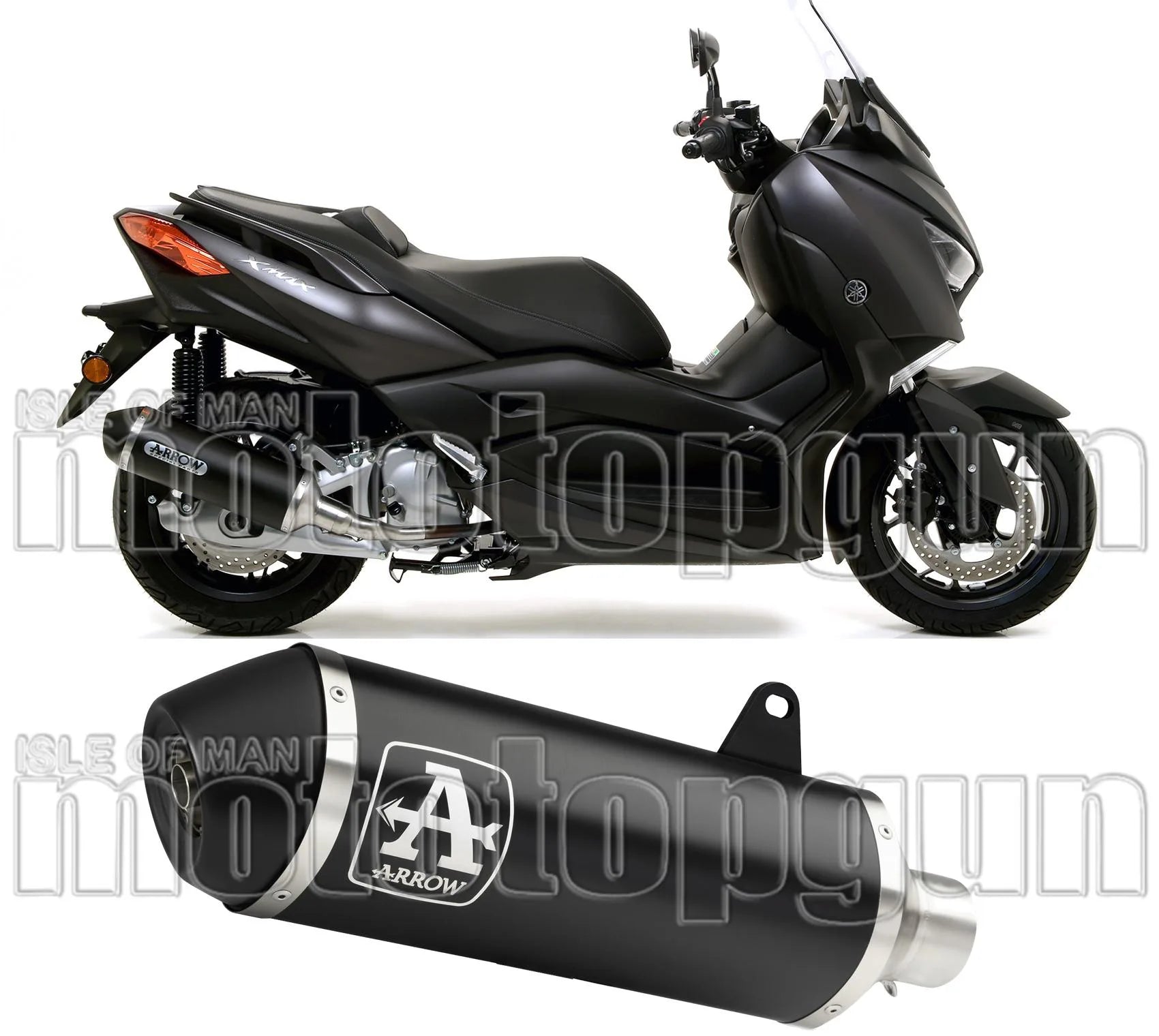 Système D'Échappement Catalytique Avec Homologation Acoustique Urban Aluminium Noir Acier Noir - Arrow Special Parts Compatible Avec Yamaha X-Max 125 (2018-2020)