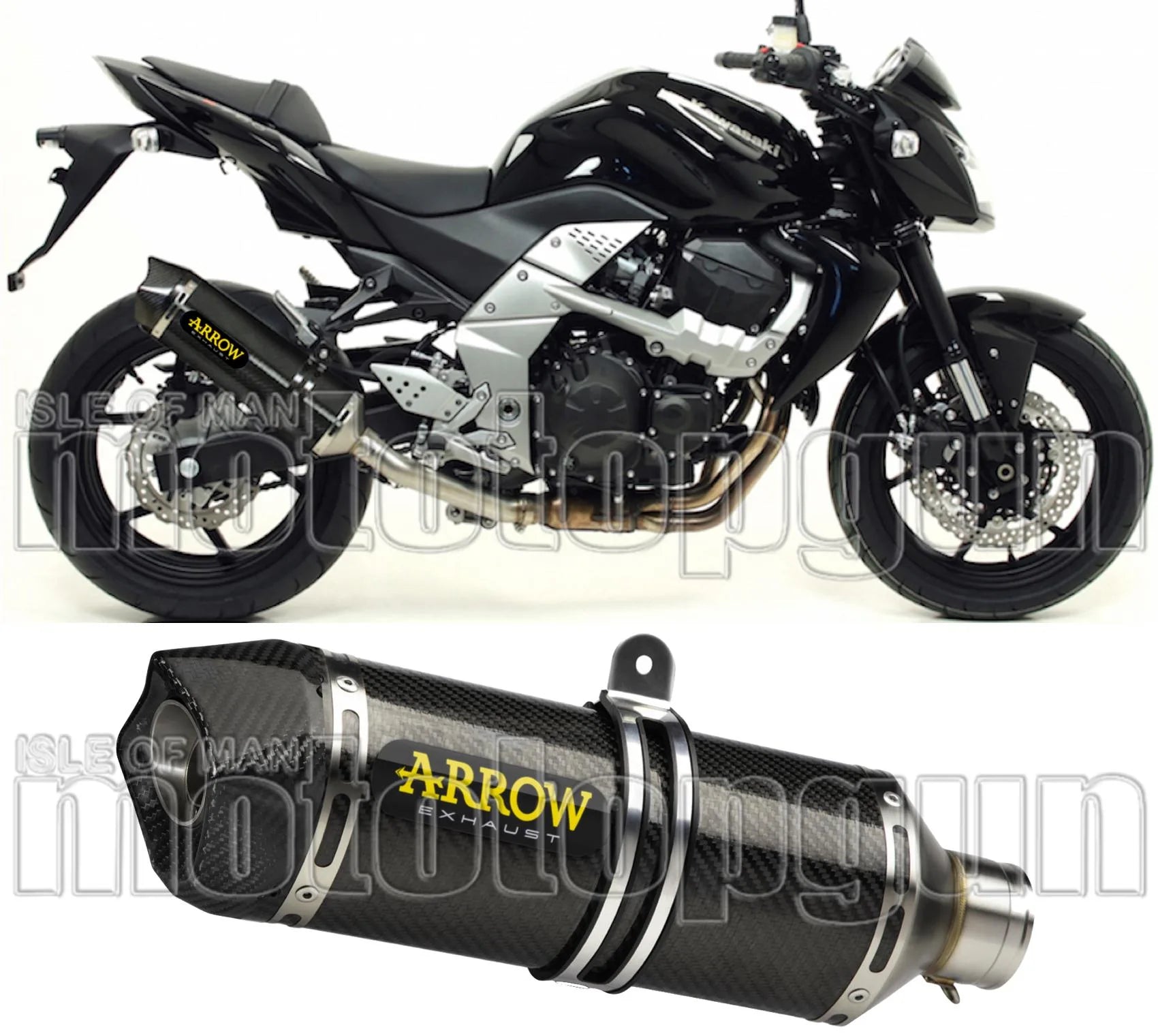 Système D'Échappement Homologué Au Niveau Sonore Race-Tech Carbon Carbon - Arrow Special Parts Compatible Avec Kawasaki Z 750 (2007-2014)