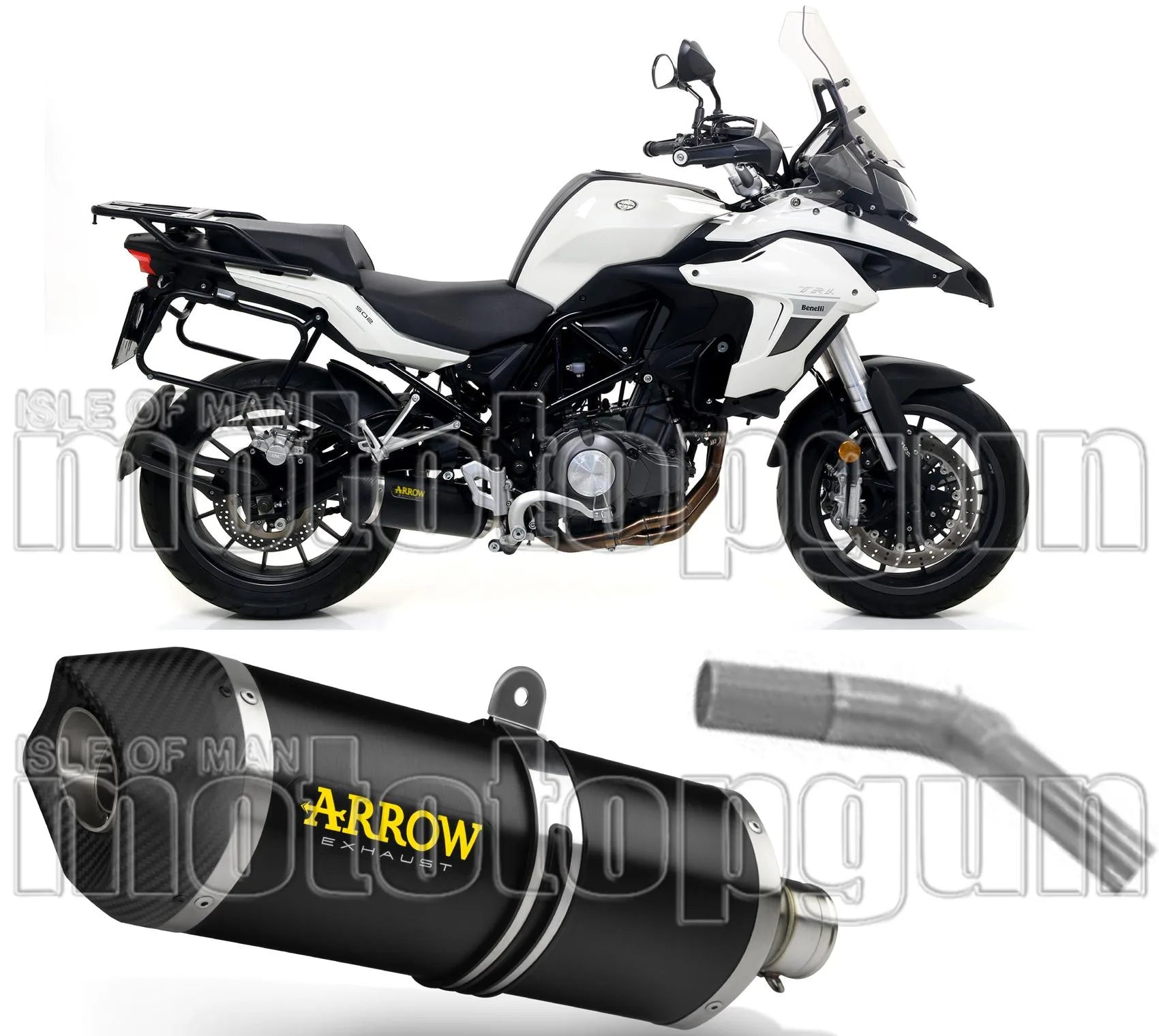 Système D'Échappement Non Catalysé Et Homologué Au Niveau Sonore Race-Tech Aluminium Noir Carbon - Arrow Special Parts Compatible Avec Benelli Trk 502 (2017-2020)