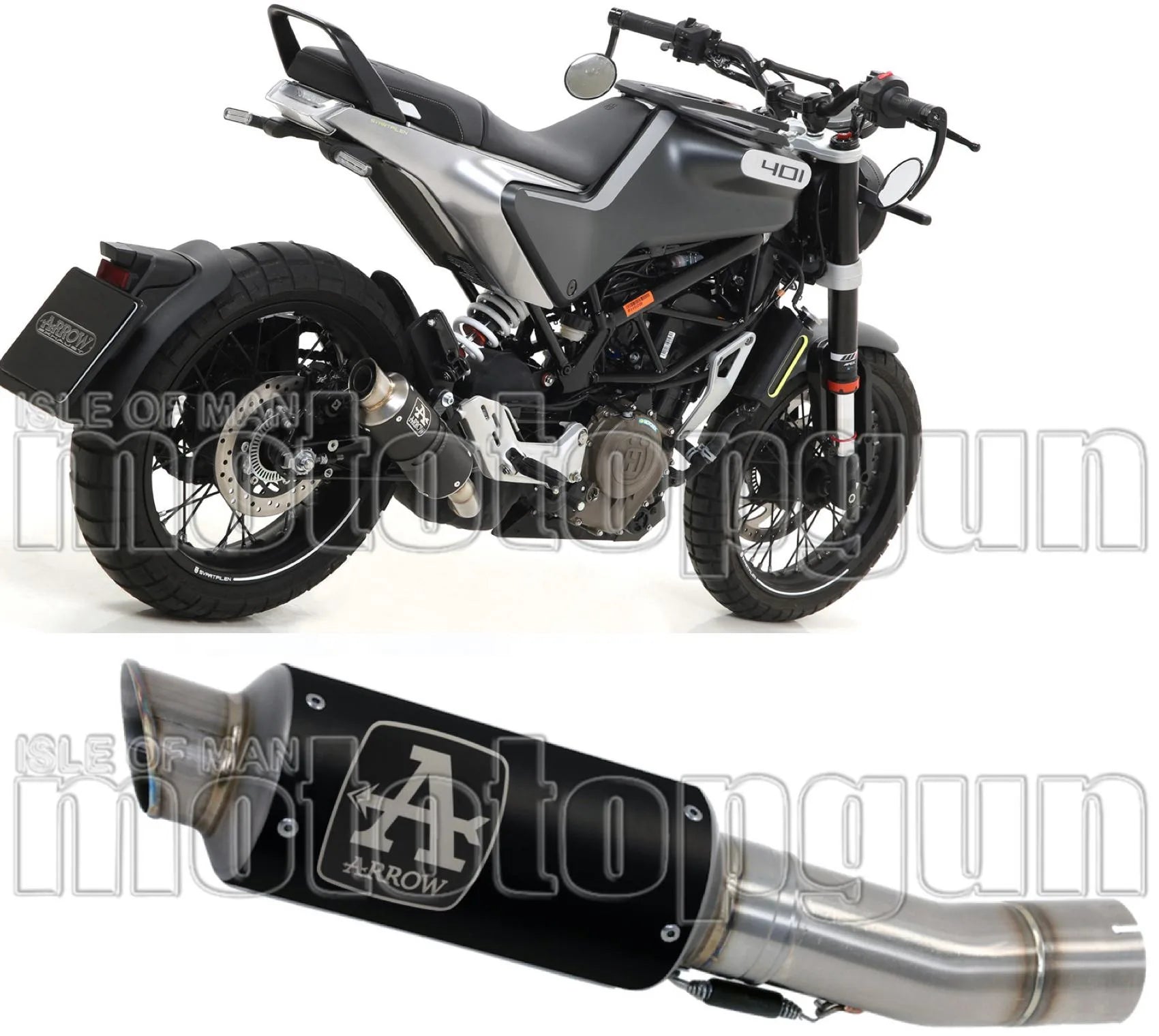 Système D'Échappement Homologué Au Niveau Sonore Gp2 Gp-2 Nichrom Noir Acier - Arrow Special Parts Compatible Avec Husqvarna Svartpilen 401 (2020-2023)