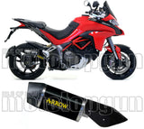 Système D'Échappement Homologué Au Niveau Sonore Indy-Race Aluminium Noir Carbon - Arrow Special Parts Compatible Avec Ducati Multistrada 1200 (2015-2017)
