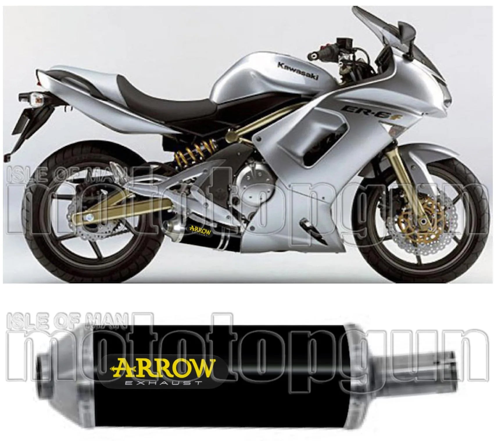 Système D'Échappement Homologué Au Niveau Sonore Maxi Race-Tech Aluminium Noir Acier - Arrow Special Parts Compatible Avec Kawasaki Er-6 F (2005-2011)