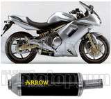 Exhaust Tip With Noise Certification Maxi Race-Tech Black Aluminium Stainless Steel - Arrow Special Parts Compatible With Kawasaki Er-6 F (2005-2011)