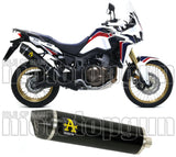 Système D'Échappement Homologué Au Niveau Sonore Maxi Race-Tech Aluminium Noir Carbon - Arrow Special Parts Compatible Avec Honda Crf 1000 L Africa Twin Adventure Sports (2018-2019)