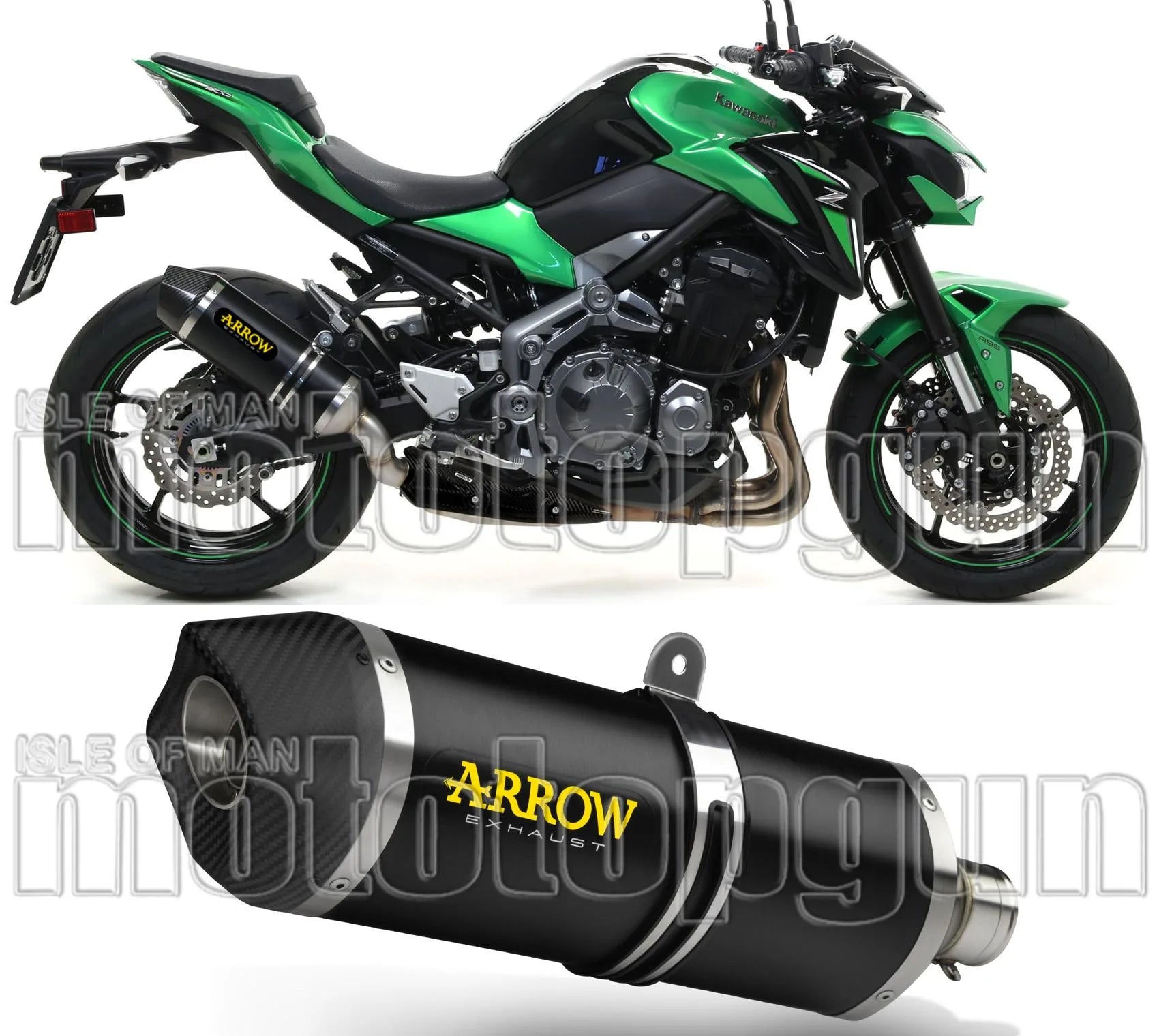 Système D'Échappement Homologué Au Niveau Sonore Race-Tech Aluminium Noir Carbon - Arrow Special Parts Compatible Avec Kawasaki Z 900 A2 (2019-2024)