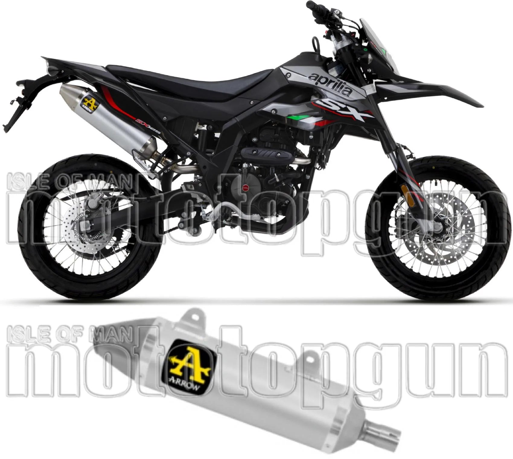 Système D'Échappement Homologué Au Niveau Sonore Thunder Aluminium Acier - Arrow Special Parts Compatible Avec Malaguti Xsm 125 4T (2019-2020)