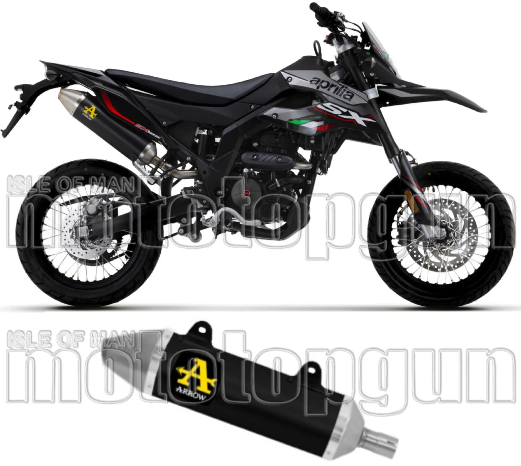 Système D'Échappement Homologué Au Niveau Sonore Thunder Aluminium Noir Acier - Arrow Special Parts Compatible Avec Malaguti Xtm 125 4T (2019-2020)