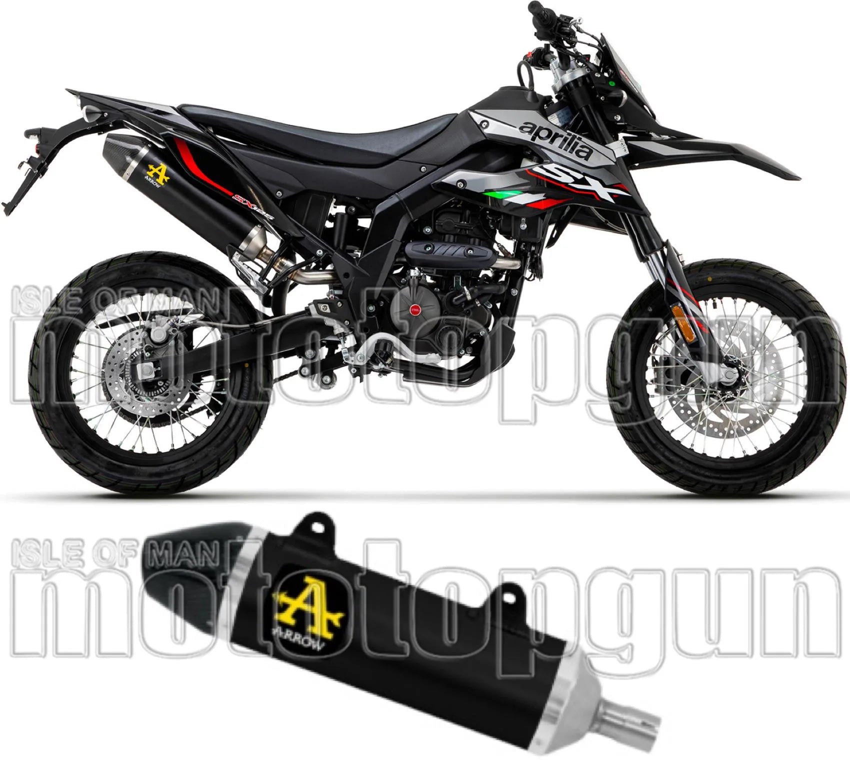 Système D'Échappement Homologué Au Niveau Sonore Thunder Aluminium Noir Carbon - Arrow Special Parts Compatible Avec Malaguti Xsm 125 4T (2019-2020)