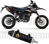 Exhaust Tip With Noise Certification Thunder Black Aluminium Carbon - Arrow Special Parts Compatible With Aprilia Rx - Sx 125 4T (2018-2020)