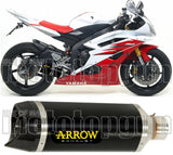 Système D'Échappement Homologué Au Niveau Sonore Thunder Aluminium Noir Carbon - Arrow Special Parts Compatible Avec Yamaha Yzf 600 R6 (2012-2016)