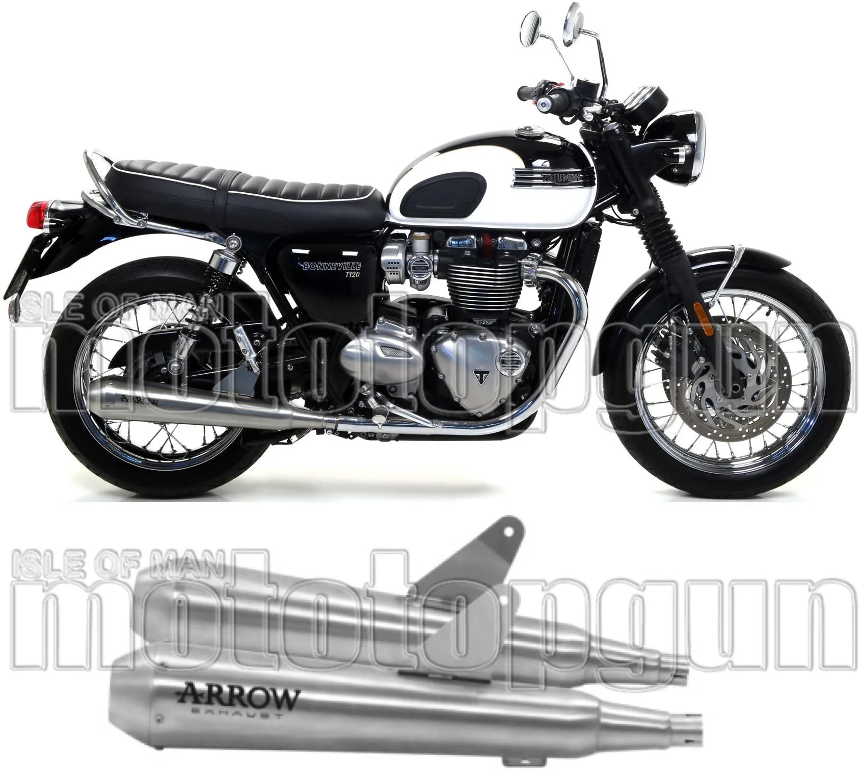 Double Sortie D'Échappement Homologuée Au Niveau Sonore Pro-Racing Nichrom Acier - Arrow Special Parts Compatible Avec Triumph Bonneville T120 (2016-2019)