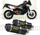 Double Sortie D'Échappement Non Catalysée Avec Homologation Acoustique Race-Tech Aluminium Noir Carbon - Arrow Special Parts Compatible Avec Ktm 990 Smt (2009-2013)
