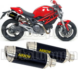Double Sortie D'Échappement Homologuée Au Niveau Sonore Thunder Aluminium Noir Acier - Arrow Special Parts Compatible Avec Ducati Monster 1100 (2009-2010)